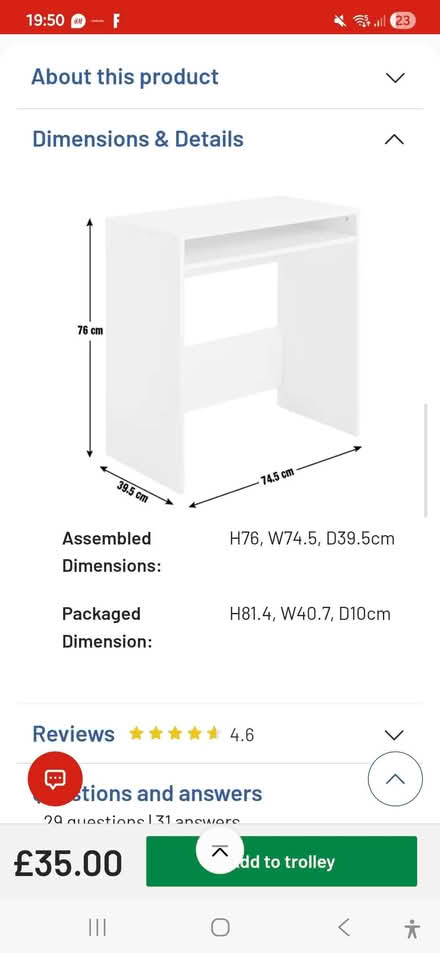 Photo of free White desk (Rogerstone NP10) #2
