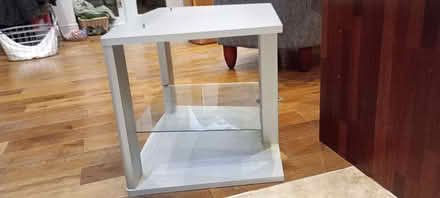 Photo of free Silver TV stand with glass shelf (Lower Sheering CM21) #2