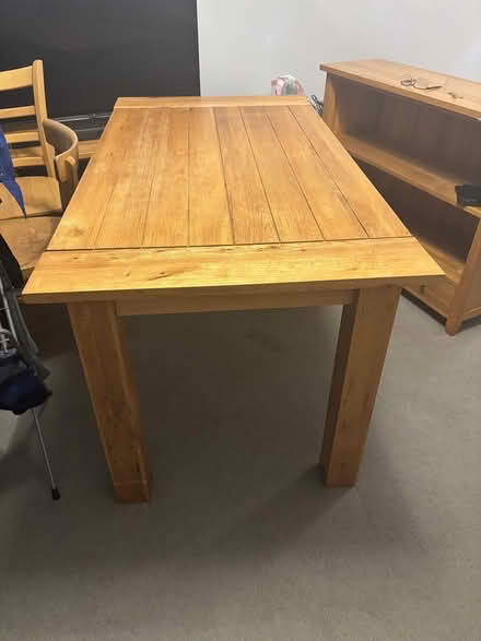 Photo of free Oak table with 2 chairs (Bedford) #2