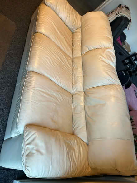 Photo of free Cream leather sofa (BH23) #3