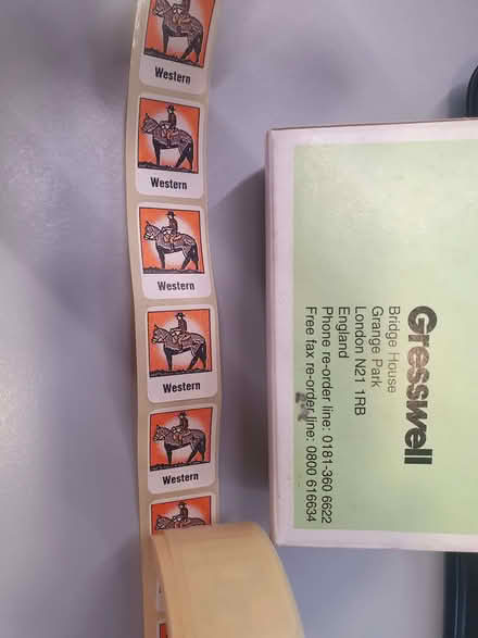 Photo of free A roll of small Western stickers/labels (Winchmore Hill N13) #1