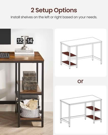 Photo of free LWD47XVASAGLE Computer Desk, Writing Desk with 2 Shelves (Kensington W8) #3