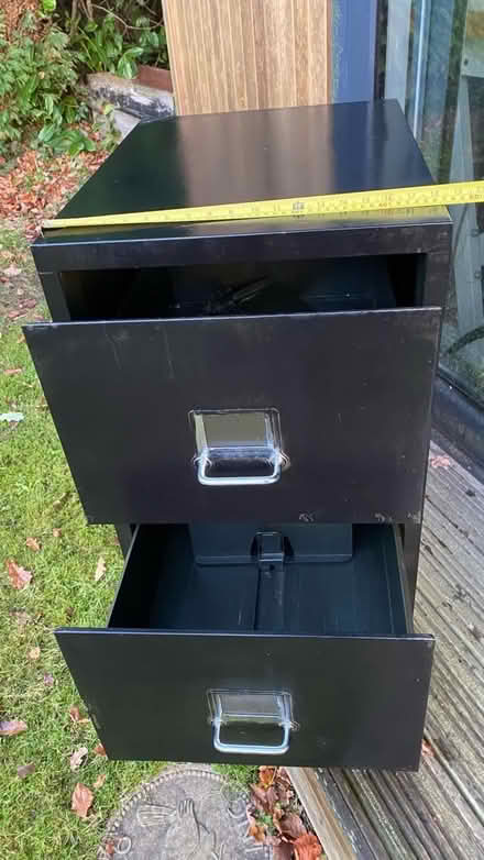 Photo of free Two drawer black metal filing cabinet (Gorse Hill GU22) #2