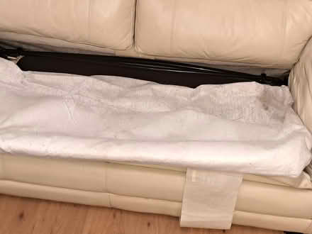 Photo of free Three seater cream leather sofabed (Shaw, OL2) #4