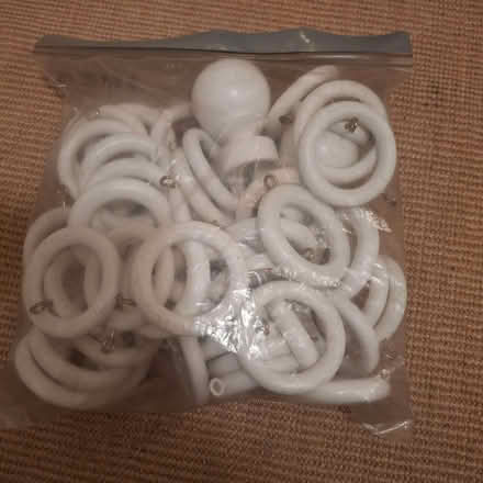 Photo of free 45 white wooden curtain rings + 2 filials (Snaresbrook E11) #1