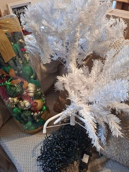 Photo of free White christmas tree decs and lights (Swindon Village GL51) #1