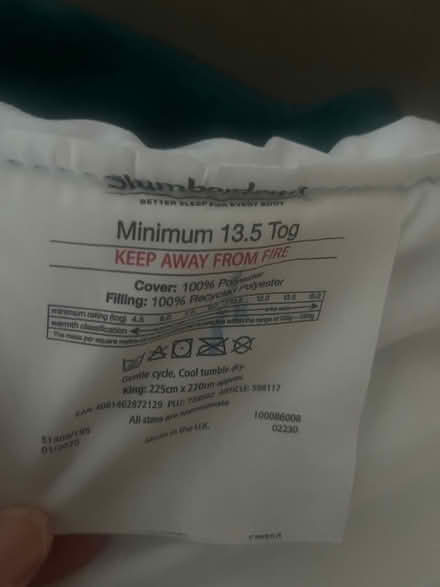 Photo of free Slumberdown King duvet 13.5 tog (CH43) #2