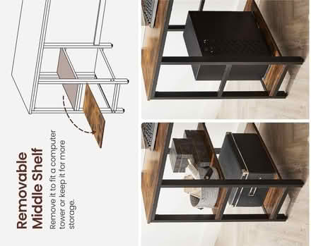 Photo of free LWD47XVASAGLE Computer Desk, Writing Desk with 2 Shelves (Kensington W8) #4