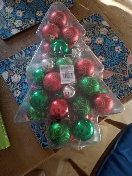 Photo of free Christmas tree and baubles (Long row Belper) #1