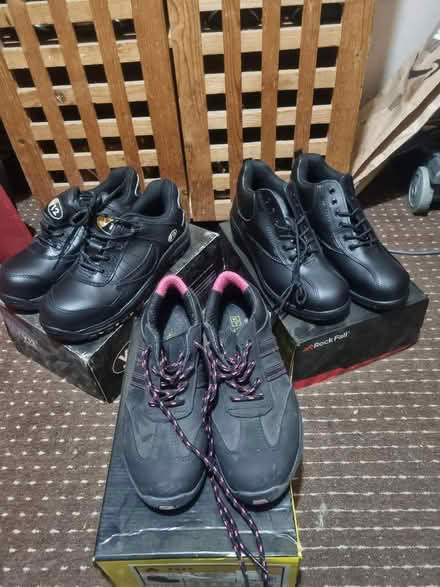 Photo of free 3x pairs size 6 toe protector work boots. (Stone Cross BN23) #1