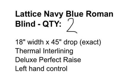 Photo of free 2 x Navy Blue Roman Blinds - Brand New Unused with fittings (Raynes Park SW20) #1
