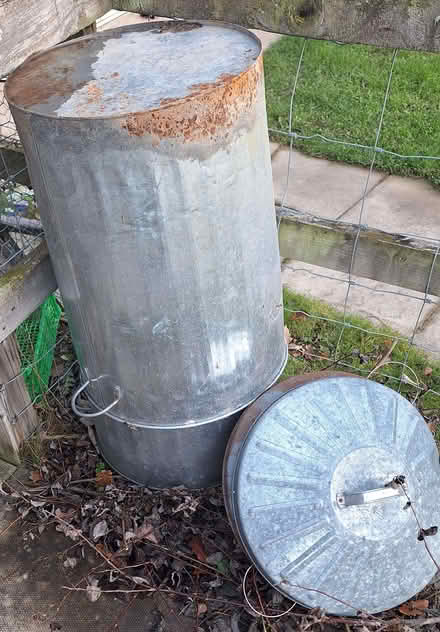 Photo of free 2 metal dustbins with clip lids (Leintwardine SY7) #1