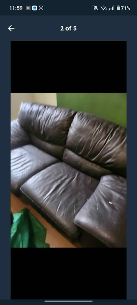 Photo of free Brown leather sofa (Plaistow Newham E13) #1