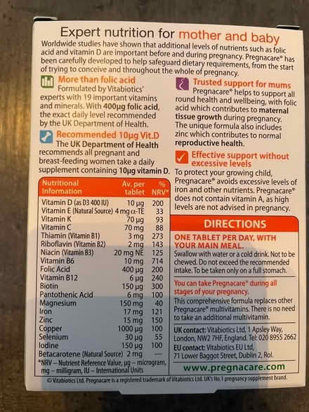 Photo of free Pregnacare (CO13) #3