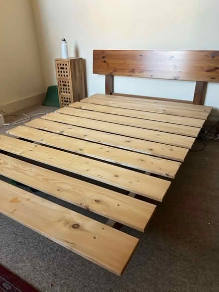 Photo of free Low Hard Wood Double Bedframe (Mitcham CR4) #1