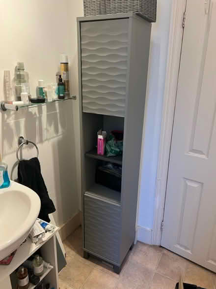 Photo of free Tall Grey Bathroom cupboard (Mitcham CR4) #1