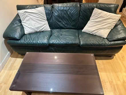 Photo of free Genuine Leather Green Sofa 3+1 (Connaught Street N37 VY86) #2