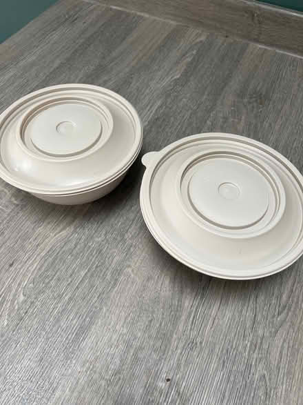 Photo of free 2 circular plastic containers with lids (Southsea PO4) #1