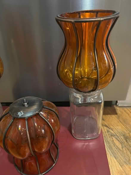 Photo of free Amber glass candle holders/vases (Columbia Heights) #2
