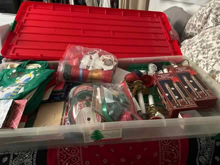 Photo of free Box on wheels with Christmas stuff (Marley) #1