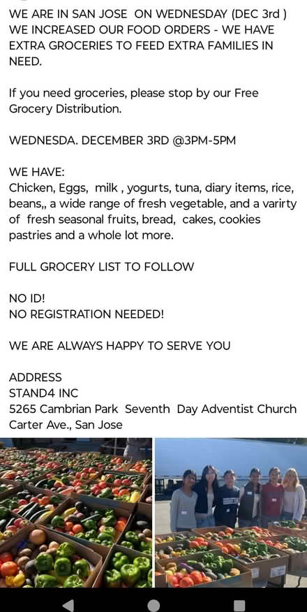 Photo of free groceries Drive Thru (San Jose) #1