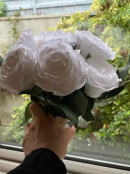 Photo of free 6 White fabric ‘faux’ flowers roses (Saltdean) #2