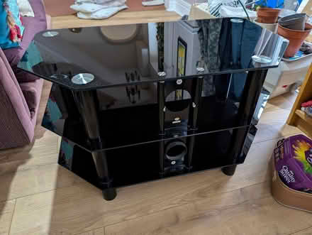 Photo of free Black glass tv table (Ryton NE40) #2