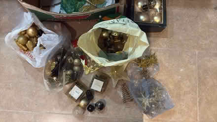 Photo of free Christmas ornaments black/gold (North Lopham IP22) #1