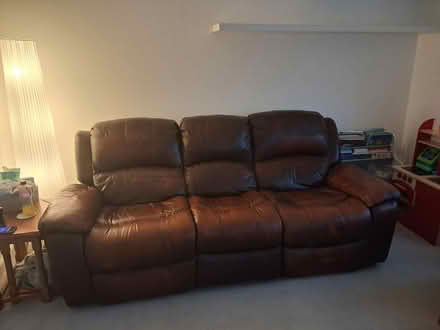 Photo of free 3 seater recliner leather sofa (St Neots. Eaton Socon) #1