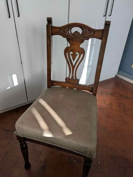 Photo of free Vintage wooden cushioned chair (AL1) #1