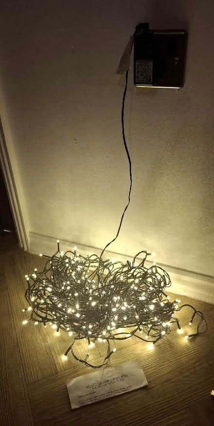 Photo of free Christmas lights (4) - 360, warm white, plug in, dark green wire (Boughton Monchelsea ME17) #1