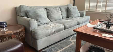 Photo of free Light teal couch (Germantown Town Center) #2