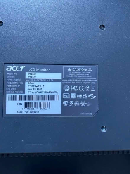 Photo of free Acer 19 inch LCD monitor (Wantage town centre) #2