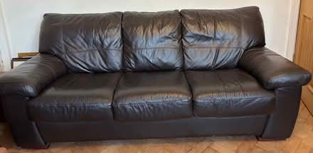 Photo of free Two brown leather sofas (Orpington) #1