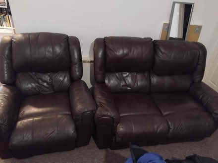 Photo of free Leather recliners suite (Corringham SS17) #1
