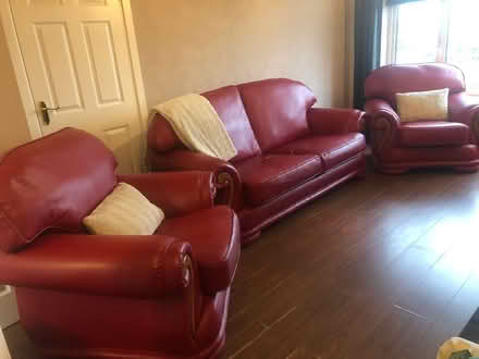 Photo of free Red leather suite of furniture (Celbridge) #1