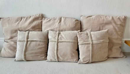 Photo of free 3 Large & 3 Scatter Cushions Sand (Cobham, Surrey KT11) #1