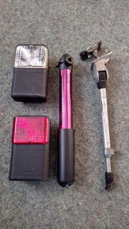 Photo of free Bike parts - lights, pump, stand (Longbarn WA2) #1