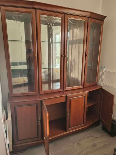 Photo of free Large wooden glass fronted cabinet plus storage (Northcourt OX14) #1