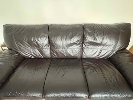 Photo of free Two brown leather sofas (Orpington) #3