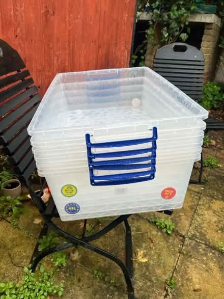 Photo of free 6 x 43litre storage boxes with lids (Herne Hill SE24) #1