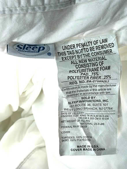 Photo of free King Size Mattress Fitted TOPPER (Laytonsville) #3