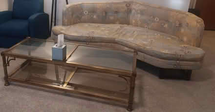 Photo of free Curved sofa and coffee table (Arlington MA) #2