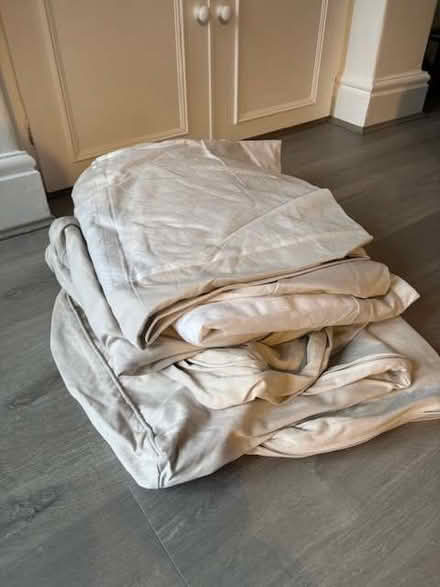 Photo of free 2 plain cream coloured Ikea Ektorp 2 seater sofa covers (Cheadle Hulme SK8) #1
