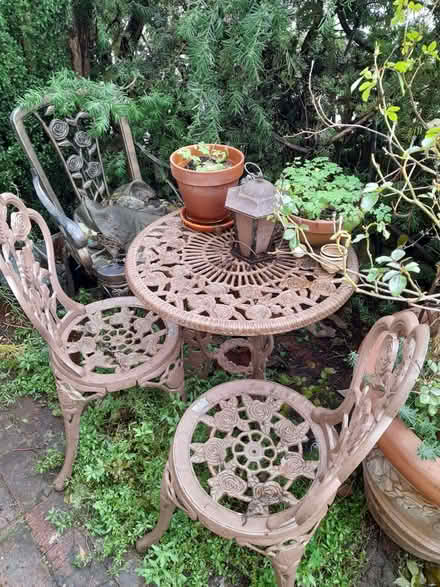 Photo of free Garden table and 3 chairs (Upper Bourne GL5) #1