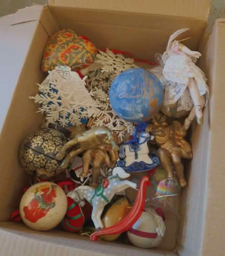 Photo of free Box of random Christmas tree decorations / baubles #2 (Woodheys Parks M33) #1