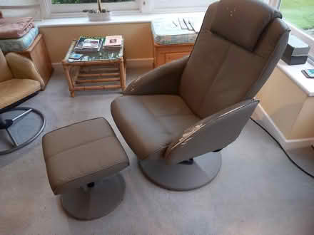 Photo of free Grey swivel reclining chair + stool (Chorleywood WD3 5) #2