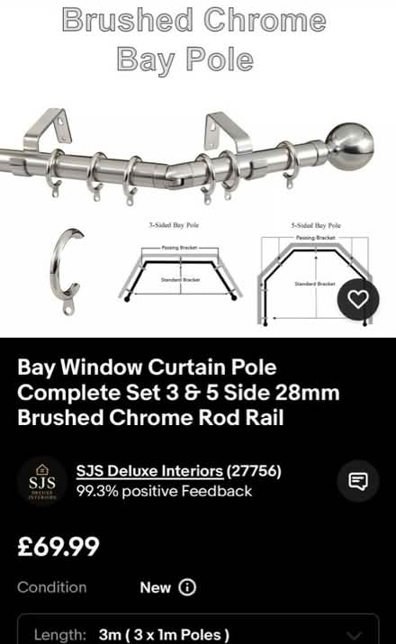 Photo of free Metal bay window curtain pole (Didsbury M20) #1