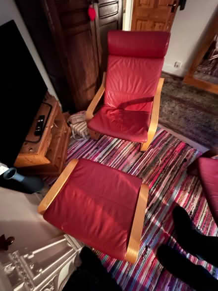 Photo of free 2 IKEA Poang leather chairs (BA11) #1