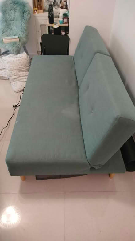 Photo of free Turquoise click clak sofa (Bermondsey station, SE16 4) #2